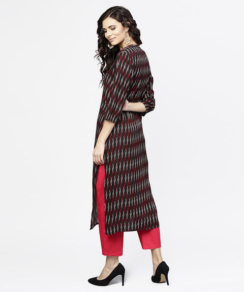 Blue 3/4th sleeve cotton straight kurta