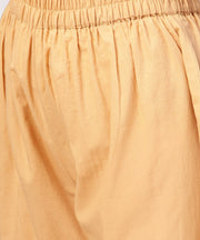 Yellow & Red printed 3/4th sleeve straight cotton kurta