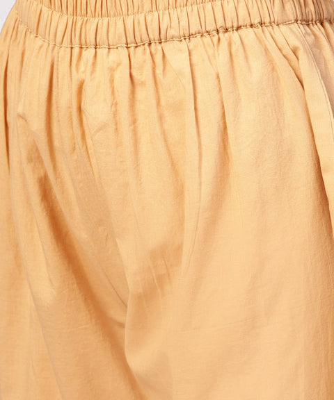 Yellow & Red printed 3/4th sleeve straight cotton kurta