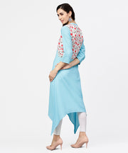 Blue 3/4th sleeve cotton floor length kurta