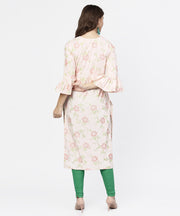 Peach 3/4th flared sleeve cotton kurta