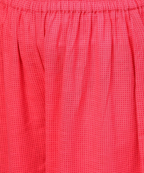 Yellow & Red printed 3/4th sleeve cotton kurta with sharara