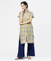 Blue short sleeve cotton kurta