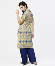Blue short sleeve cotton kurta