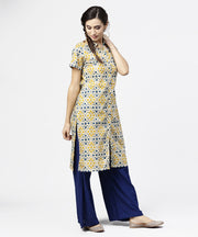 Blue short sleeve cotton kurta