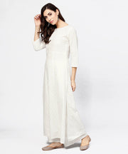Off White Printed 3/4th sleeve cotton kurta with ankle length Palazzo