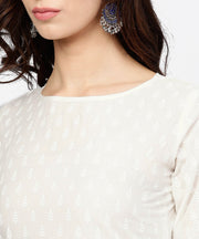 Off White Printed 3/4th sleeve cotton kurta with ankle length Palazzo