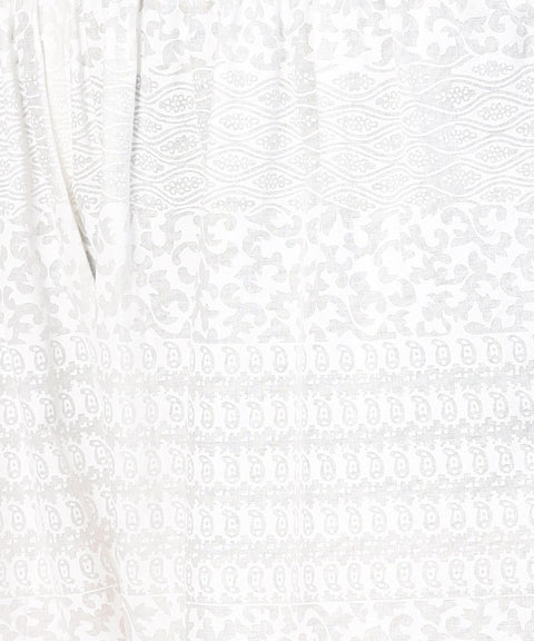 Off white printed sleeveless cotton kurta with ankle length pallazo