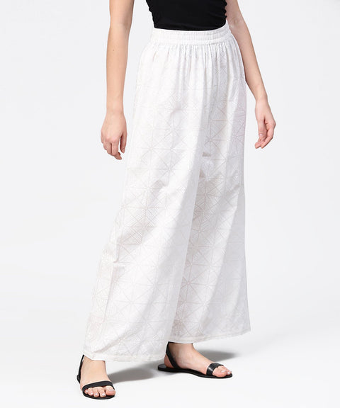 Aasi - House of Nayo Off white printed ankle length pallazo