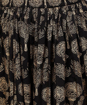 Green 3/4th sleeve cotton Assymetric kurta with black printed skirt