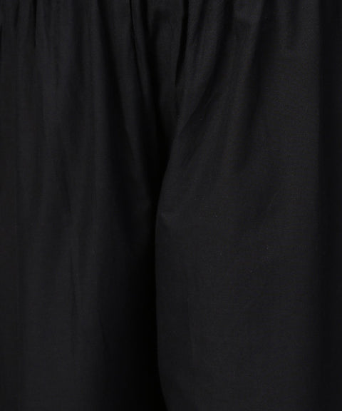 Black 3/4th sleeve yoke printed kurta with ankle length pallazo