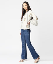 Off white full sleeve cotton tops