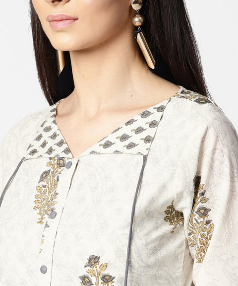 Off white full sleeve cotton tops