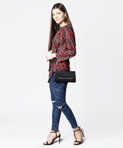 Blue & red printed full sleeve tops