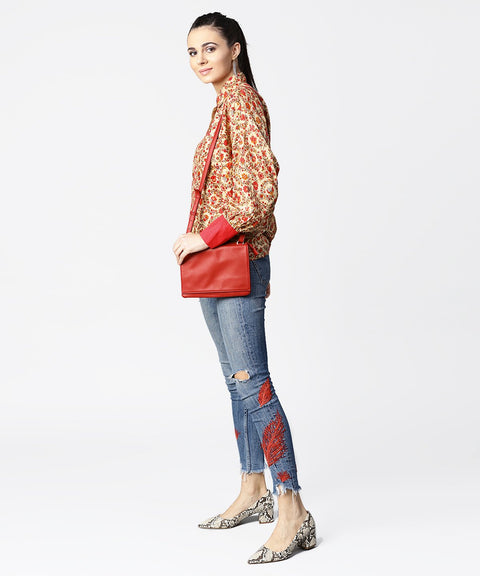 Off white & Pink printed full sleeve tops