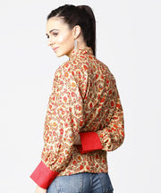 Off white & Pink printed full sleeve tops