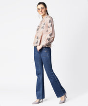 Beige full sleeve tops with button at yoke