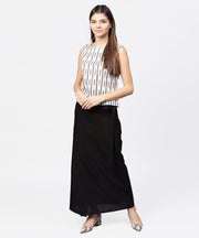 Black ankle length cotton straight skirt