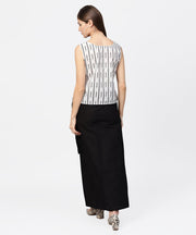 Black ankle length cotton straight skirt