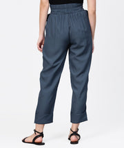 Aasi - House of Nayo Solid grey ankle length straight trouser