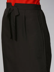 Women Orange & Black Solid Top with Skirt