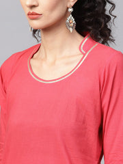Solid Red Kurta Set with Sharara & Contrasting Dupatta