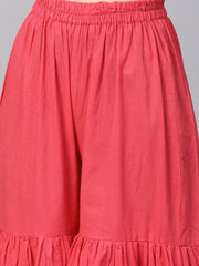 Solid Red Kurta Set with Sharara & Contrasting Dupatta