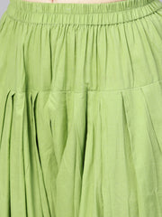 Yellow Marbal Printed Kurta Set with Solid Green Salwar