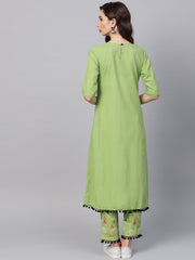 Tribal Printed Yoke with solid Kurta Set with Printed Palazzo