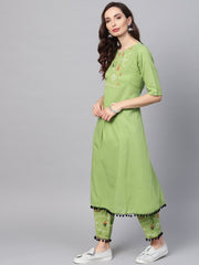 Tribal Printed Yoke with solid Kurta Set with Printed Palazzo