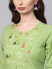 Tribal Printed Yoke with solid Kurta Set with Printed Palazzo