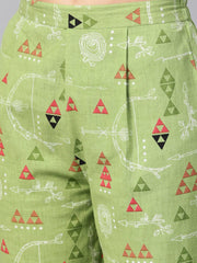 Tribal Printed Yoke with solid Kurta Set with Printed Palazzo