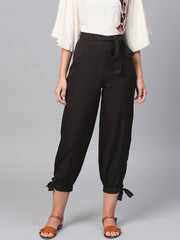 Solid Black knot Style Capri pant