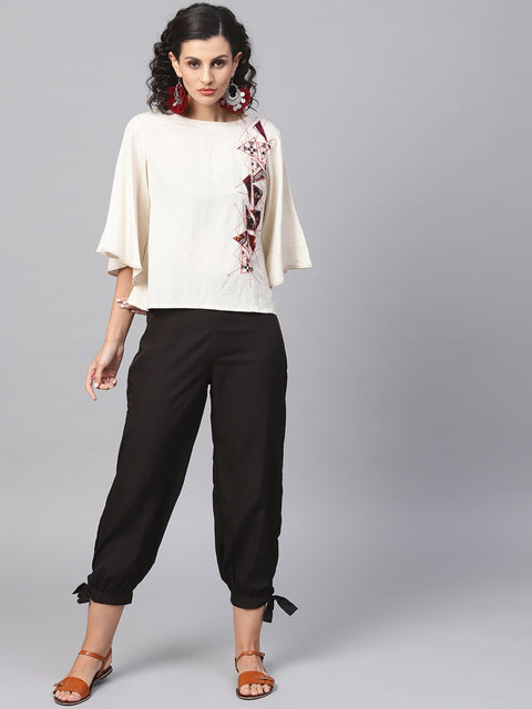 Solid Black knot Style Capri pant