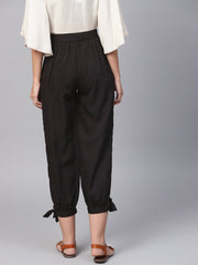 Solid Black knot Style Capri pant