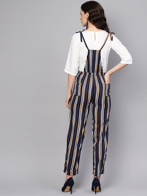 Multi Colored striped Knot style Dungree with white top