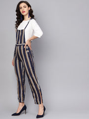 Multi Colored striped Knot style Dungree with white top