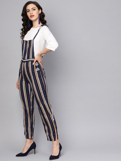 Multi Colored striped Knot style Dungree with white top