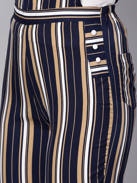 Multi Colored striped Knot style Dungree with white top