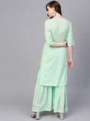 Pastel Solid Mint Kurta set with Sharara Emblished with Gota