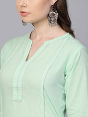 Pastel Solid Mint Kurta set with Sharara Emblished with Gota