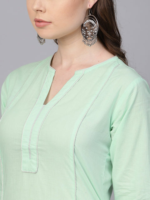 Pastel Solid Mint Kurta set with Sharara Emblished with Gota