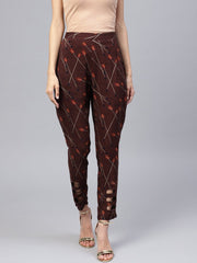 Dark Brown Printed Peeka A Boo Pants