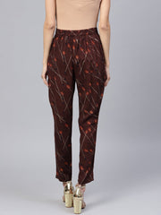 Dark Brown Printed Peeka A Boo Pants