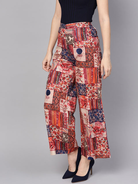 Multi colored cotton ankle length palazzo