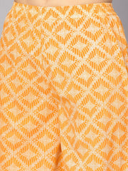 Yellow Geometric Printed Kurta set with Flared palazzo
