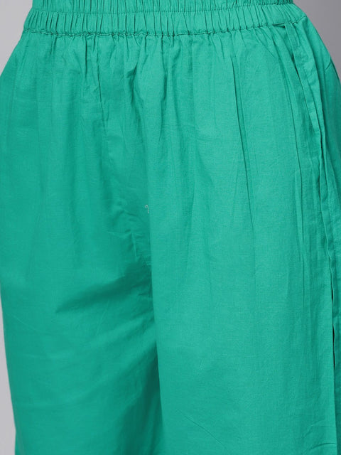 Navy Blue Multi Colored pleated Kurta with Solid Tulip Pants