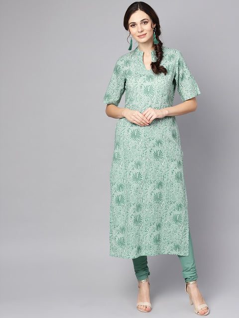 Pastel Green Kurta with Churidar