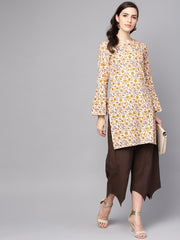 Round neck kurta with Gathered Full sleeves & Handkerchief Palazzo