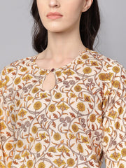 Round neck kurta with Gathered Full sleeves & Handkerchief Palazzo